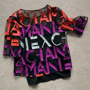 A/X Armani Exchange logo embodied tulle overlay top / blouse